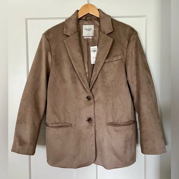 Abercrombie & Fitch Vegan Suede Slouchy Blazer, Size Small - Picture 2 of 5